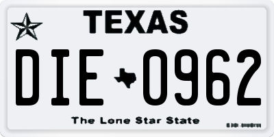 TX license plate DIE0962