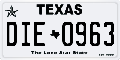 TX license plate DIE0963