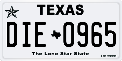 TX license plate DIE0965