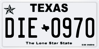TX license plate DIE0970