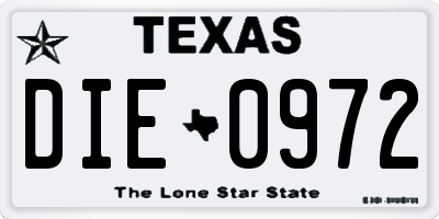 TX license plate DIE0972