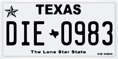 TX license plate DIE0983