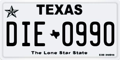 TX license plate DIE0990