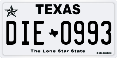TX license plate DIE0993