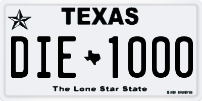 TX license plate DIE1000