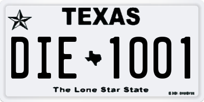 TX license plate DIE1001