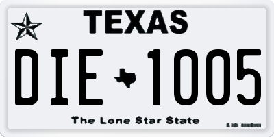 TX license plate DIE1005