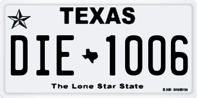 TX license plate DIE1006