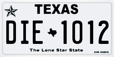 TX license plate DIE1012