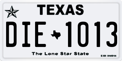 TX license plate DIE1013