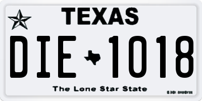 TX license plate DIE1018