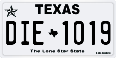 TX license plate DIE1019