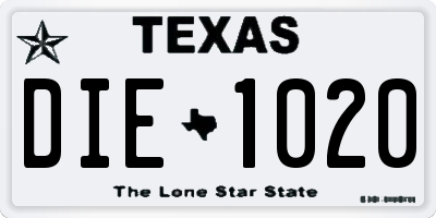 TX license plate DIE1020