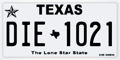 TX license plate DIE1021