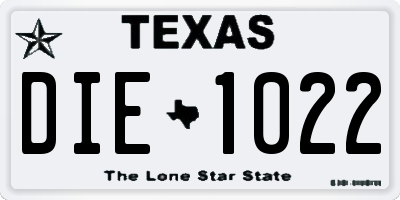 TX license plate DIE1022