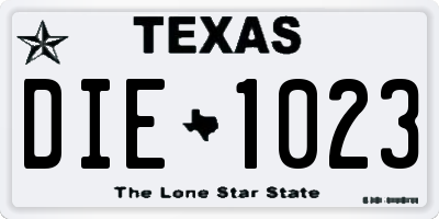 TX license plate DIE1023