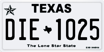 TX license plate DIE1025
