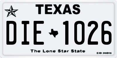 TX license plate DIE1026