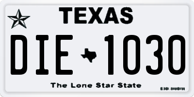 TX license plate DIE1030