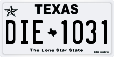 TX license plate DIE1031