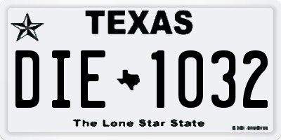 TX license plate DIE1032