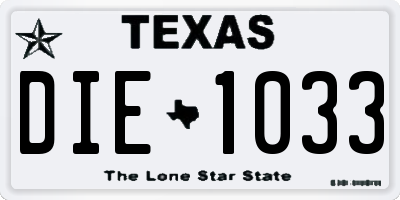 TX license plate DIE1033