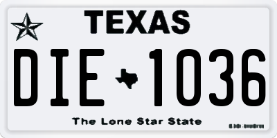 TX license plate DIE1036
