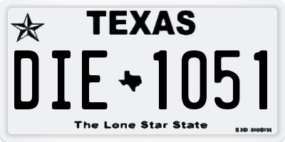 TX license plate DIE1051