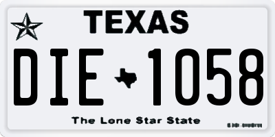 TX license plate DIE1058