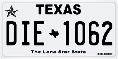 TX license plate DIE1062