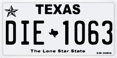 TX license plate DIE1063