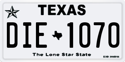 TX license plate DIE1070