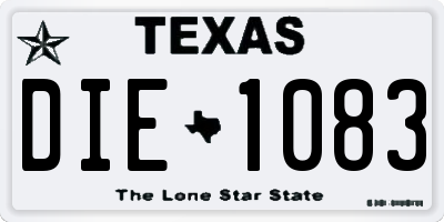 TX license plate DIE1083