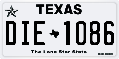 TX license plate DIE1086