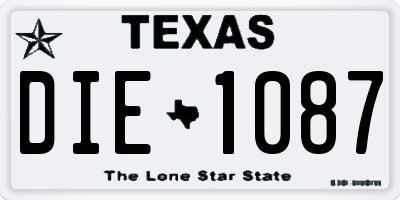 TX license plate DIE1087