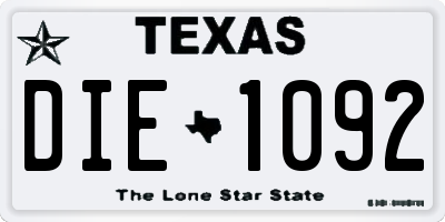 TX license plate DIE1092