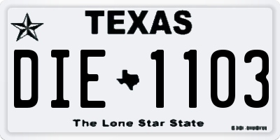 TX license plate DIE1103