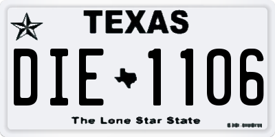 TX license plate DIE1106