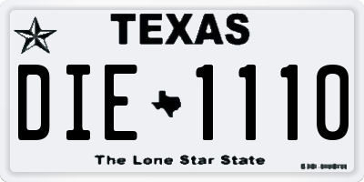 TX license plate DIE1110