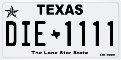 TX license plate DIE1111
