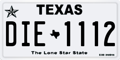 TX license plate DIE1112