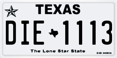 TX license plate DIE1113