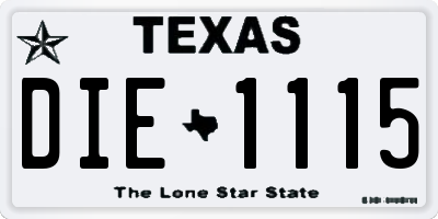 TX license plate DIE1115