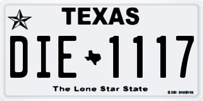 TX license plate DIE1117