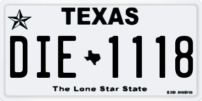 TX license plate DIE1118
