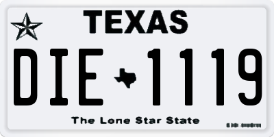 TX license plate DIE1119