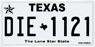 TX license plate DIE1121