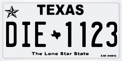 TX license plate DIE1123