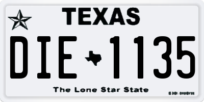 TX license plate DIE1135