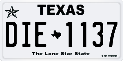 TX license plate DIE1137